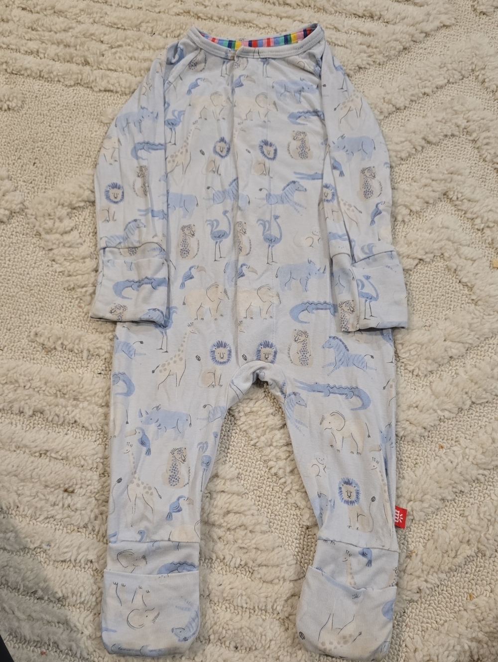 Magnetic Me Light Blue Animal Print Footed One-Piece